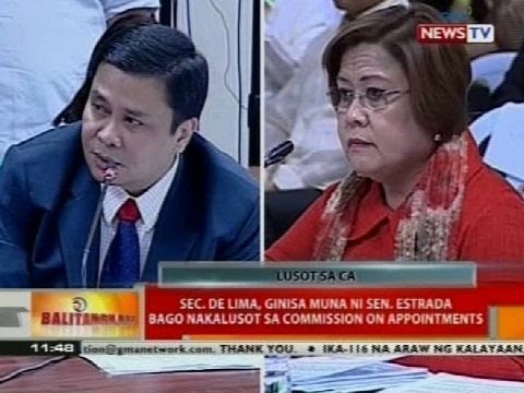 BT: Sec. de Lima, ginisa muna ni Sen. Estrada bago nakalusot sa Commission on Appointments