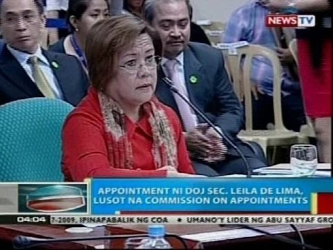Kumpirmasyon ni DOJ Sec. Leila de Lima, lusot na sa committee level ng Commission on Appointments