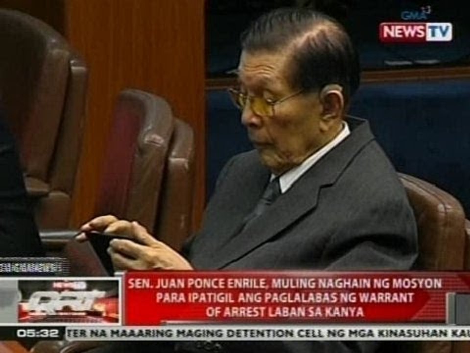 Sen. Enrile, muling naghain ng mosyon para ipatigil ang paglabas ng warrant of arrest laban sa kanya