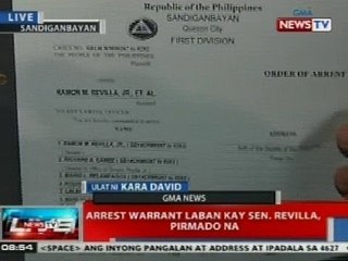 NTVL: Arrest warrant vs. Sen. Bong Revilla, pirmado na