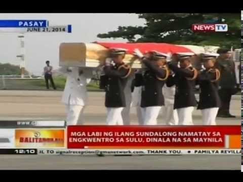 Mga labi ng ilang sundalong namatay sa engkwentro sa sulu, dinala na sa Maynila