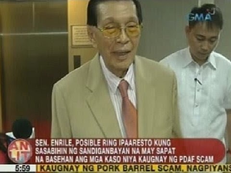 UB: Enrile, posible ring ipaaresto kung may sapat na basehan ang mga kaso niya