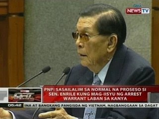 PNP: Sasailalim sa normal na proseso si Sen. Enrile kung mag-iisyu ng arrest warrant laban sa kanya
