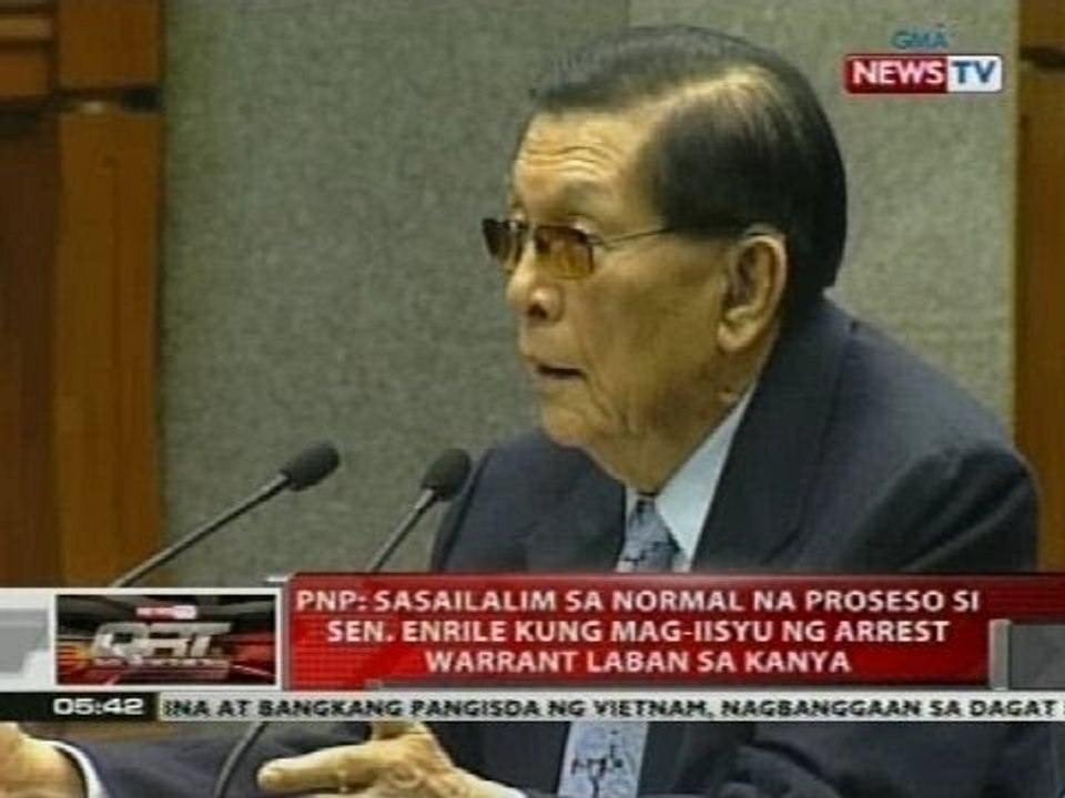 PNP: Sasailalim sa normal na proseso si Sen. Enrile kung mag-iisyu ng arrest warrant laban sa kanya