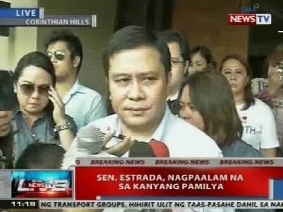 NTVL: Sen. Jinggoy, paalis na ng kanyang bahay patungo sa Camp Crame