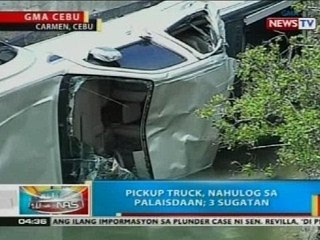 BP: Pickup truck, nahulog sa palaisdaan sa Bangued, Abra; 3 sugatan