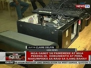 Mga gamit sa pamemeke at mga pekeng ID, dokumento at pera, nakumpiska sa raid sa ilang bahay