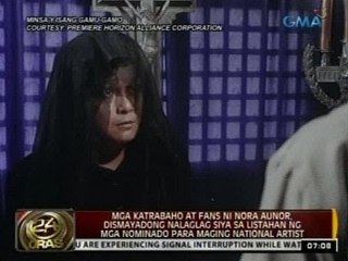 24 Oras: Mga katrabaho at fans ni Nora Aunor, dismayado na hindi siya hinirang na National Artist