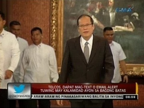 Telcos, dapat mag-text o email alert tuwing may kalamidad ayon sa bagong batas