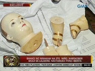 24 Oras: Bahagi ng ninakaw na Sto. Niño sa Pampanga, narekober na