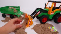 Tractor Toy Working and Playing in Kinetic Sand