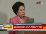 BT: Sen. Santiago: Dapat ibalik ng mga mambabatas ang pera mula sa DAP