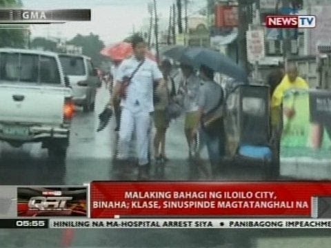 Malaking bahagi ng Iloilo City binaha;klase, sinuspinde magtatanghalian na