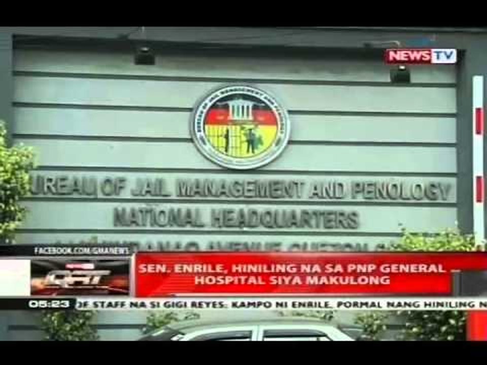 Sen. Enrile, hiniling na sa PNP General Hospital siya makulong