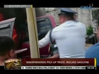 24Oras: Nakaparadang pick-up truck, biglang nagliyab