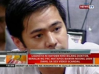 Lisensya ni Hayden Kho bilang doktor, ibinalik ng PRC matapos bawiin noong 2009