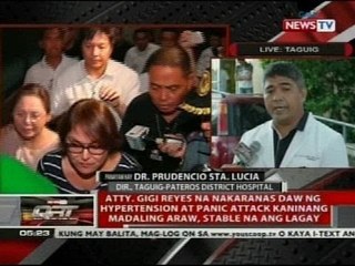 QRT: Atty. Gigi Reyes, sinusuri ng neurologist para sa kanyang seizure disorder