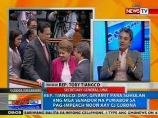 NTG: Tiangco: DAP, ginamit para suhulan ang mga senador sa pag-impeach kay Corona