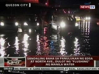 QRT: Sandaling baha sa panulukan ng Edsa at North Ave., dulot ng 'flushing' ng Manila water