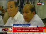 BT: Resignation ni Budget Sec. Abad, hindi tinanggap ni PNoy