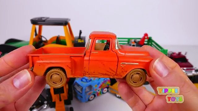 Big Toy Tractor Playset for Kids with Many Vehicles Toys for Children