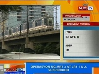 NTG: Operasyon ng MRT 3 at LRT 1 & 2, suspendido