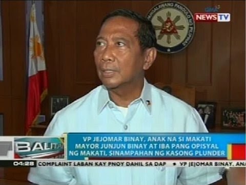 VP Jejomar Binay, anak na si Makati Mayor Junjun Binay, sinampahan ng kasong plunder