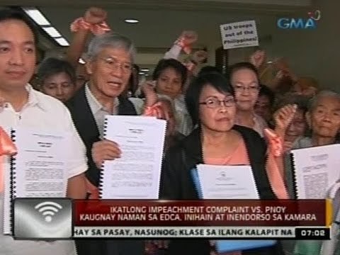 Ikatlong impeachment complaint vs. PNoy kaugnay naman sa EDCA, inihain at inendorso sa kamara