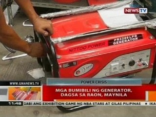 BT: Mga bumibili ng generator, dagsa sa raon, Maynila