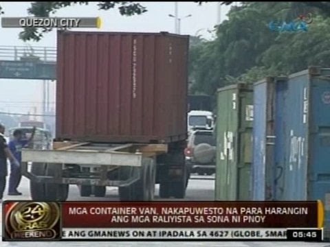 24 Oras: Mga ipanghaharang sa mga raliyista sa SONA ni PNoy, nakahanda na