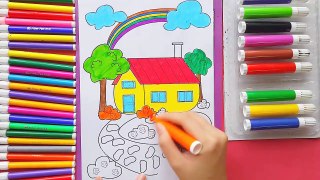 How to Color House in Village and Color 10 Snails for Learning Colors