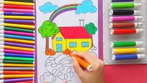 How to Color House in Village and Color 10 Snails for Learning Colors