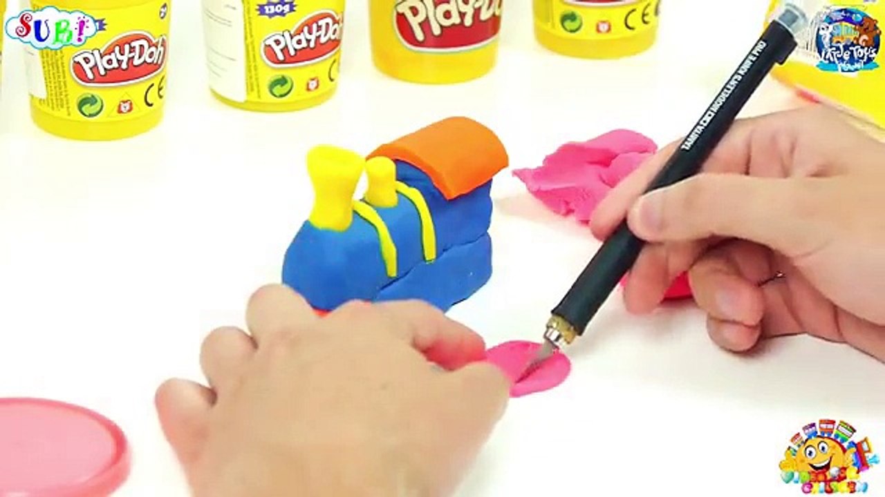 TRAINS FOR CHILDREN VIDEO: Turbo Train We Make Playdough Snail Toys Review from Cartoon