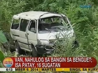 UB: Van, nahulog sa bangin sa Benguet; 1 patay, 16 sugatan