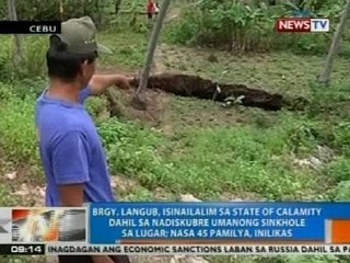 NTG: Brgy. Langub, Cebu, isinailalim na sa state of calamity dahil sa sinkhole