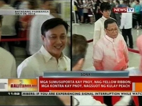 Mga sumusuporta kay PNoy, nag-yellow ribbon; mga kontra kay PNoy, nagsuot ng kulay peach