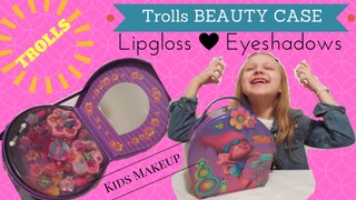 TROLLS MAKEUP POPPY Beauty Case LIP GLOSS Eyeshadows 4 Kids! -Guy diamond - Satin and Chenille