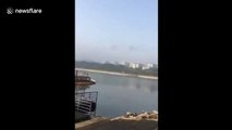Radiation fog hovers above lake in southern China