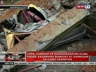 Lupa, gumuho sa kasagsagan ng ulan; pader, kasamang bumigay at dumagan sa ilang sasakyan