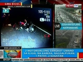 BP: 2 motorsiklong sangkot umano sa iligal na karera sa CamSur, nagsalpukan; 1 patay
