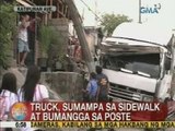 UB: Truck, sumampa sa sidewalk at bumangga sa poste sa Katipunan Ave.