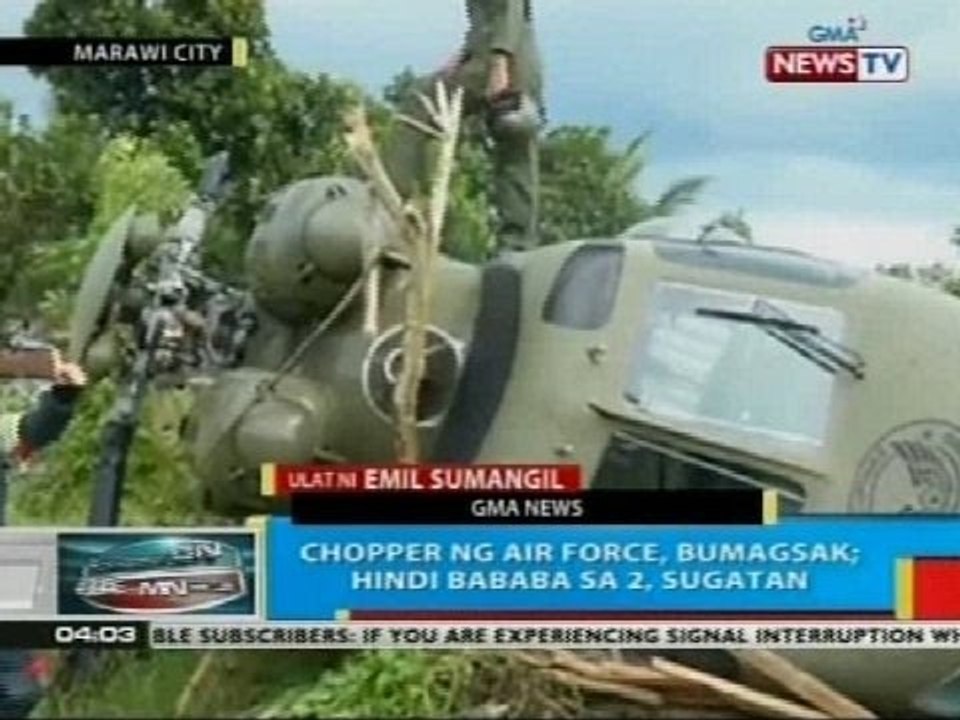 BP: Chopper ng Air Force, bumagsak sa Marawi City; hindi bababa sa 2 sugatan