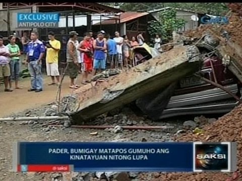 Saksi: Pader sa Antipolo, bumigay matapos gumuho ang kinatatayuan nitong lupa