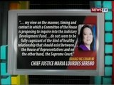 SONA: CJ Sereno, hindi sumipot sa pagdinig ng Kamara tungkol sa JDF