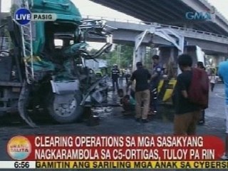 UB: Clearing operations sa mga sasakyang nagkarambola sa C5-Ortigas, tuloy pa rin
