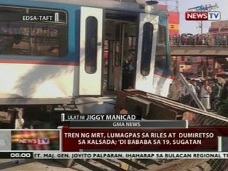 QRT: Tren ng MRT, lumagpas sa riles at dumirestso sa kalsada