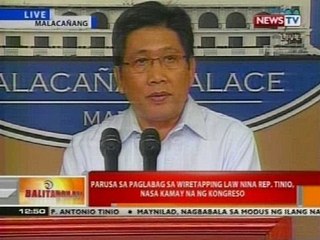 BT: Parusa sa paglabag sa wiretapping law nina Rep. Tinio, nasa kamay na ng Kongreso