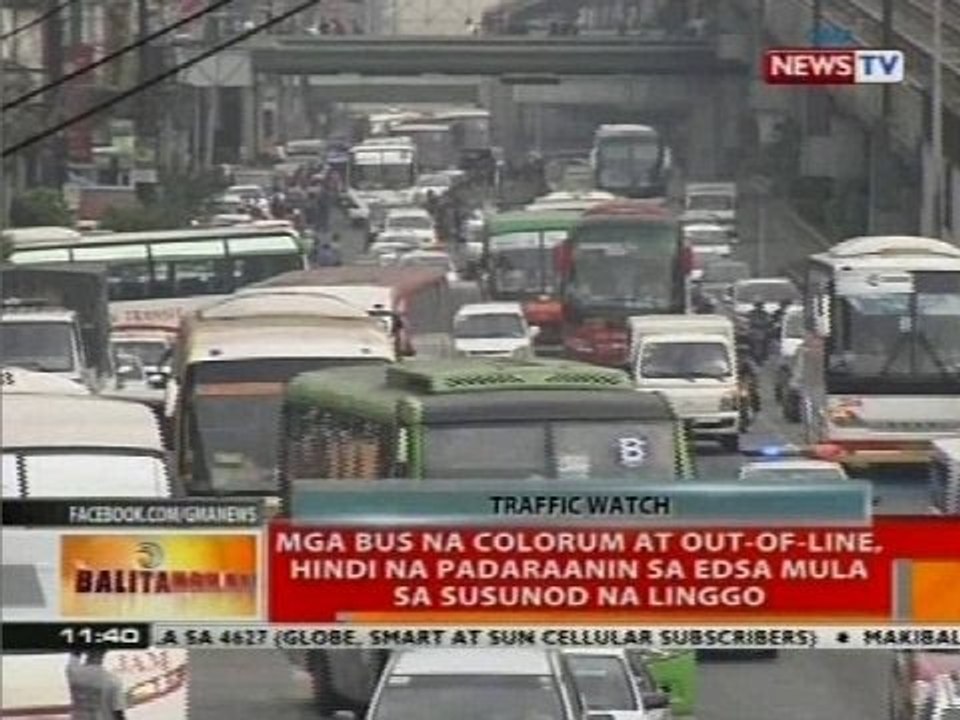 Mga bus na colorum at out-of-line, hindi na padaraanin sa EDSA mula sa susunod na Linggo