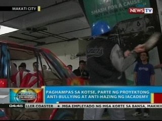 Paghampas ng kotse, parte ng kampanya kontra-bullying at hazing ng isang paaralan sa Makati