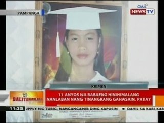 11-anyos na babaeng hinihinalang nanlaban nang tinangkang gahasain, patay